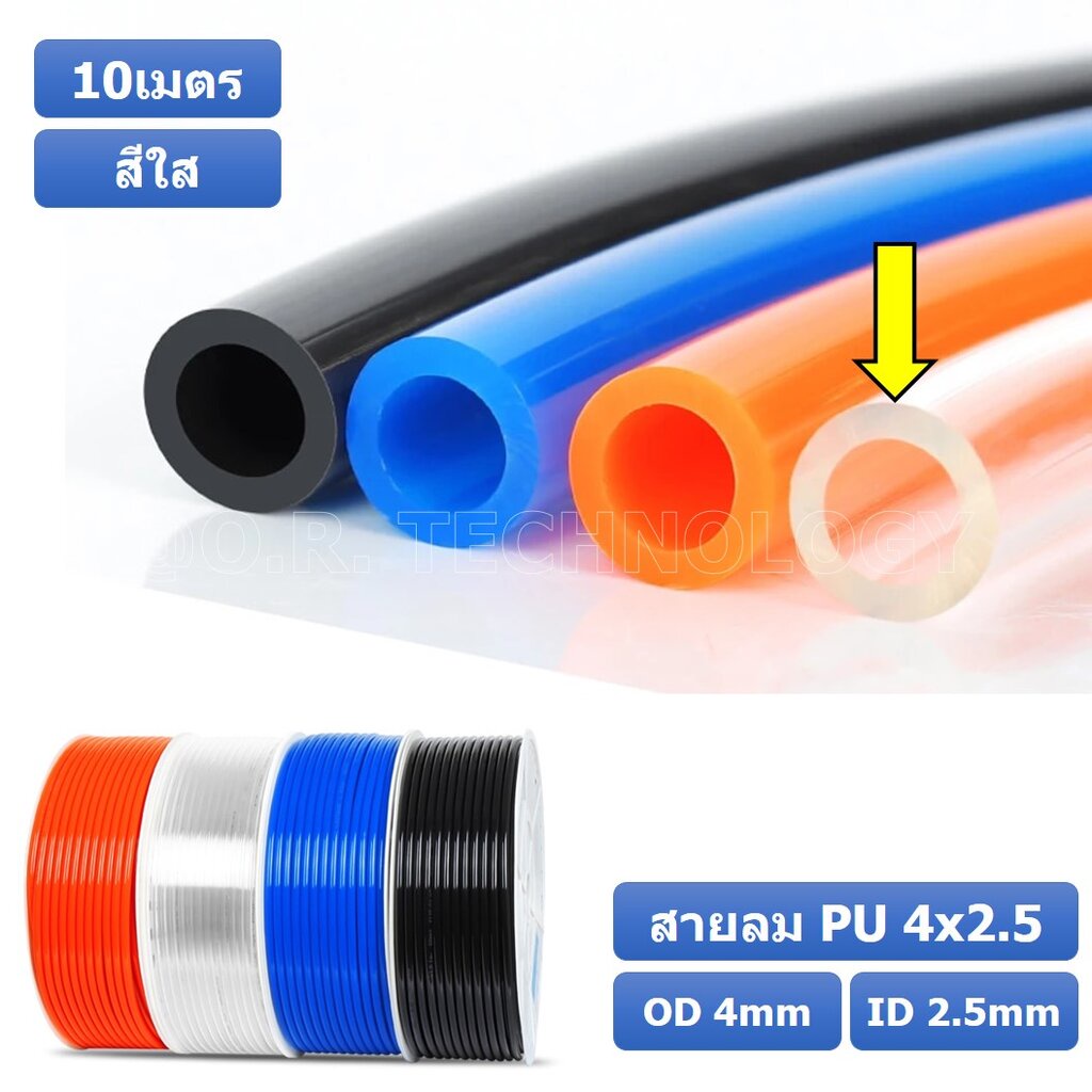 (10เมตร) สายลม PU 4*2.5mm ท่อลมพียู สายปั๊มลม PU tube Polyurethane air pipe TIANYU ขนาด 4×2.5มม สีใส Transparent ราคา ถูกที่สุด ดีลบีเคเค แกลเลอรีภาพที่ 2