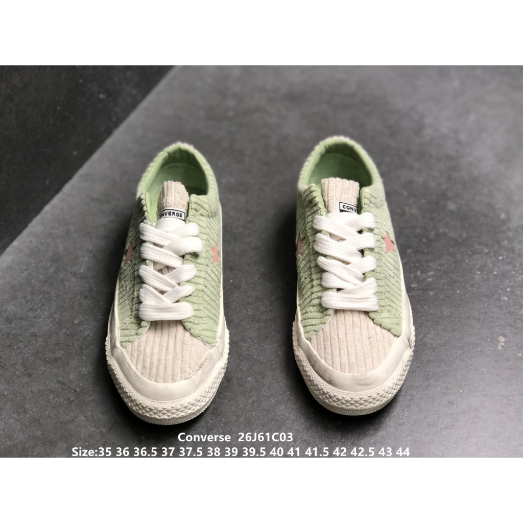 Converse OneStar A03755C ผ้าลูกฟูกสีเขียว ป้องกันการลื่นไถลต่ำสวมรองเท้าผ้าใบแฟชั่นสบาย ๆgenuine แท้