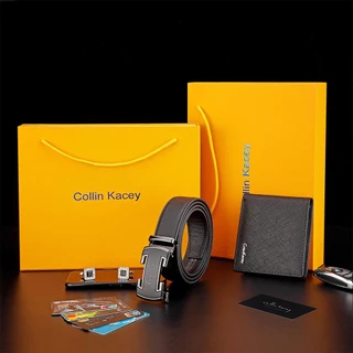 Collin Kacey S5-DH กระเป๋าสตางค์และเข็มขัดหัวอัตโนมัติ พร้อมกล่องของขวัญคุณภาพสูง