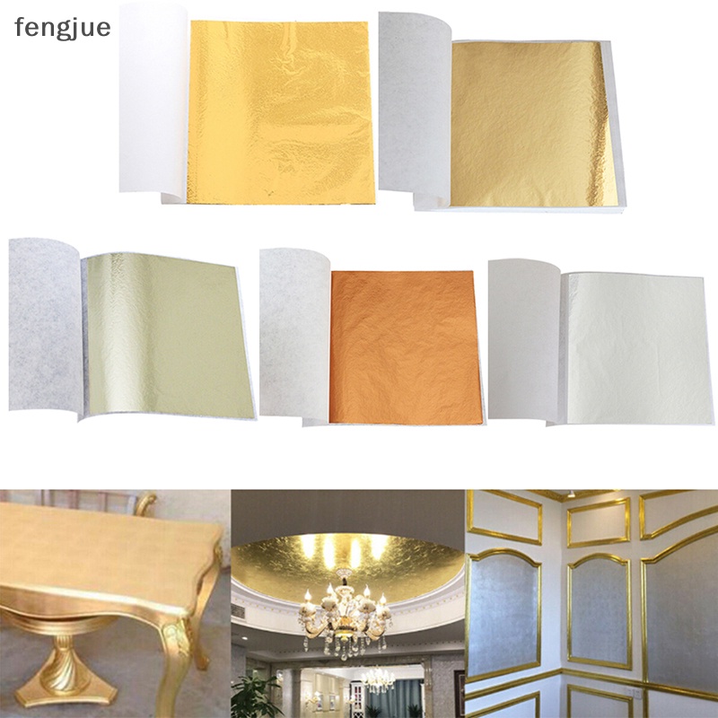 Fengjue แผ่นกระดาษฟอยล์สีทอง สําหรับตกแต่งงานฝีมือ 100 แผ่น TH
