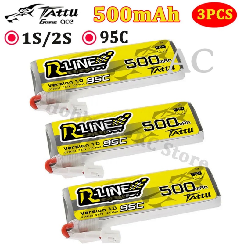 AC Gens Ace Tattu R-Line 1.0 LiPo Rechargeable Battery 500mAh 95C 1S 2S1P With PH2.0/XT30 Plug for R