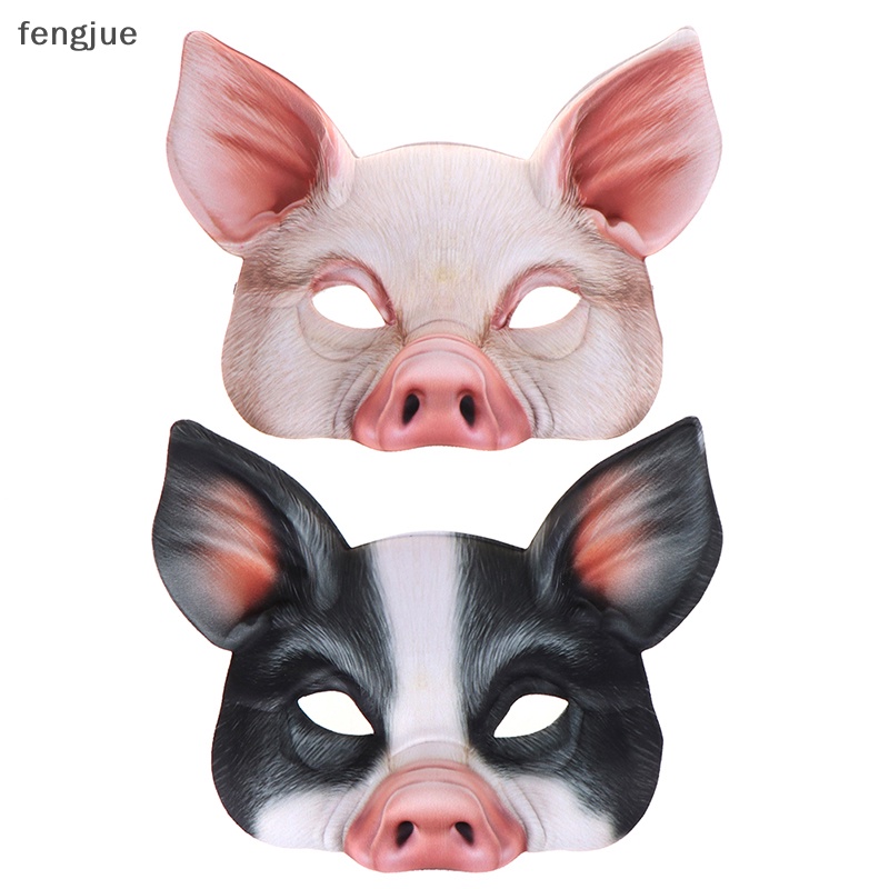 Fengjue หน้ากากครึ่งหน้า รูปหมู สําหรับปาร์ตี้ฮาโลวีน 1 ชิ้น