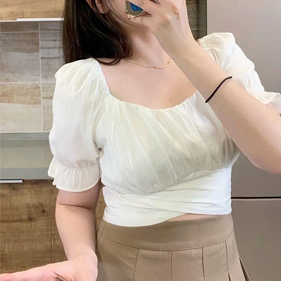[Coco] [sugar Seires] เสื้อเชิ้ตแขนสั้น เปิดหลัง ประดับโบว์ใหญ่ สําหรับผู้หญิง CFN1