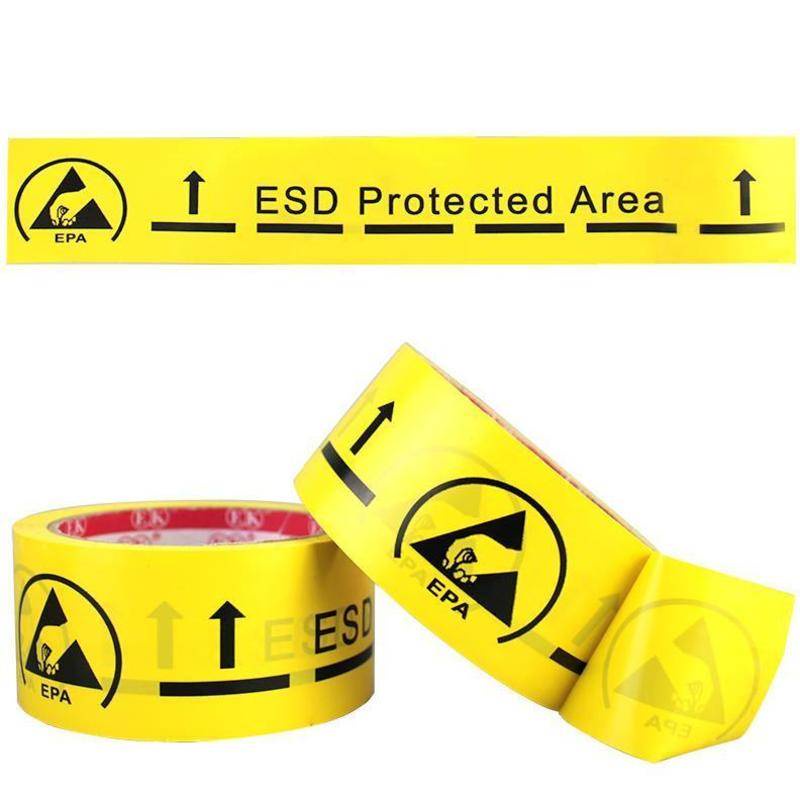 Ek ESDProtectedArea ESD เทปเตือนพื้น PVC มีกาวในตัว