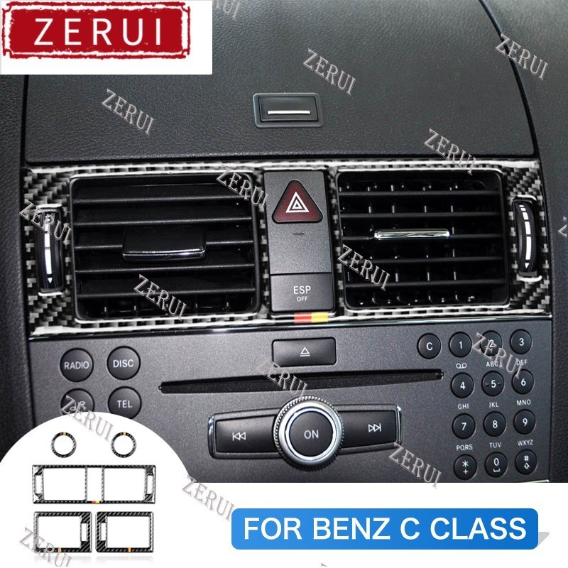 Zr สติกเกอร์คาร์บอนไฟเบอร์ สําหรับตกแต่งคอนโซลแอร์ Mercedes Benz C-class W204