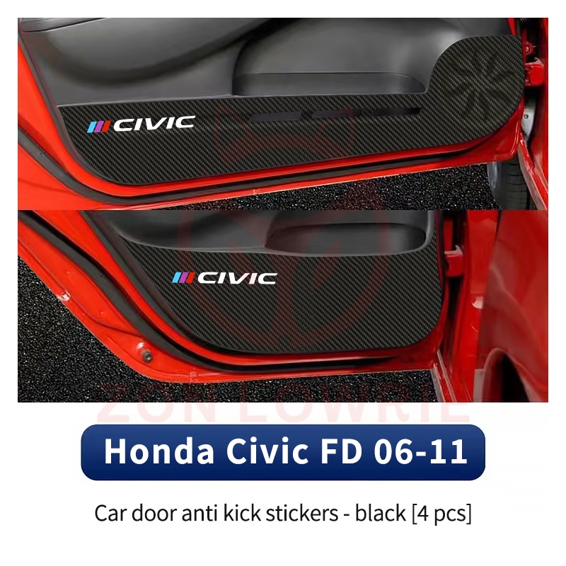 สติกเกอร์คาร์บอน ป้องกันแผงประตู อุปกรณ์เสริม สําหรับ Honda Civic FD 06-11 8 Generations Motorsport