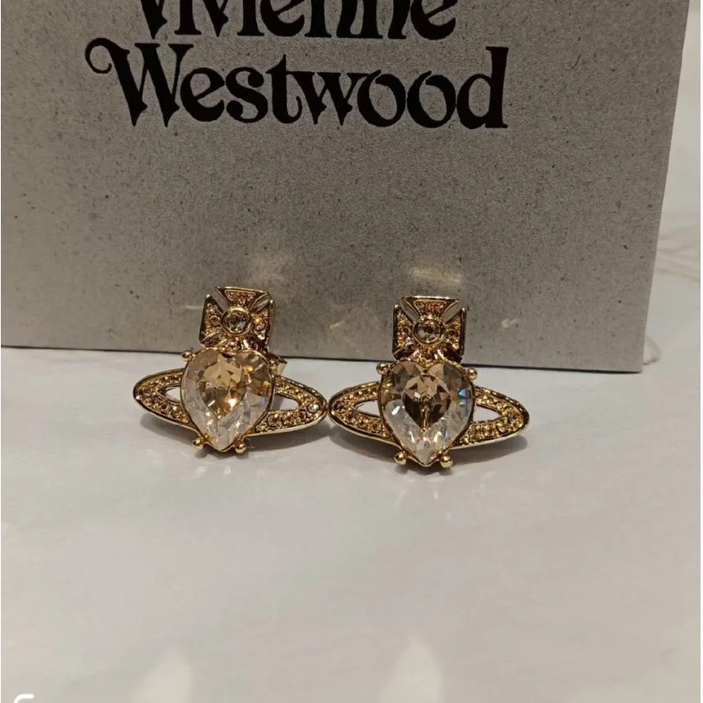 [Westwood] ต่างหูสตั๊ด เพทาย รูปหัวใจ ขนาดใหญ่ หรูหรา - รูปที่ 2