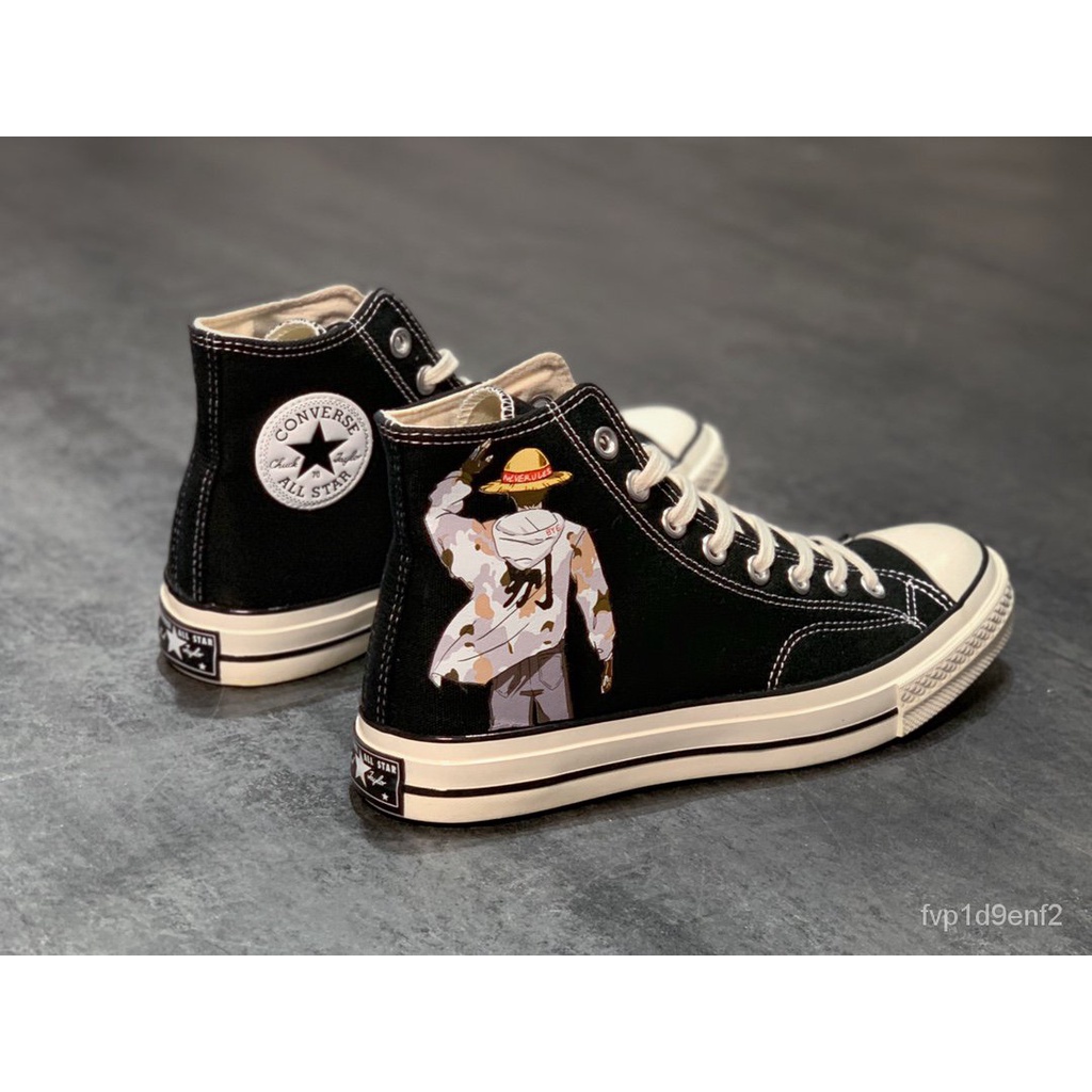 【ins】100% Original Converse x One Piece Luffy 2020 High Cut Sneakers Shoes For Men And Women Shoes