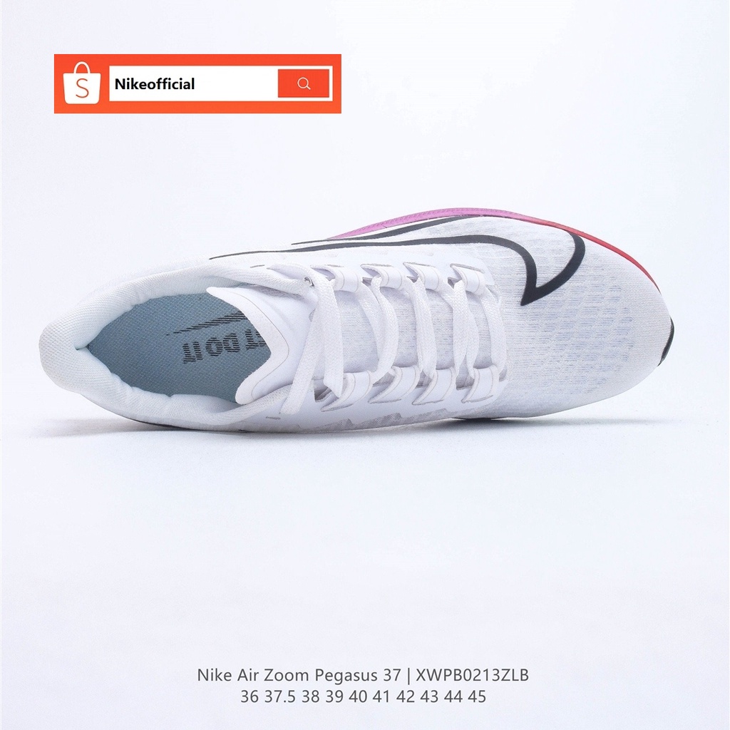 Nike Zoom Pegasus 37 ผ้าใบลำลองสีขาวของแท้ 100% สำหรับผู้หญิงและผู้ชาย รองเท้า true