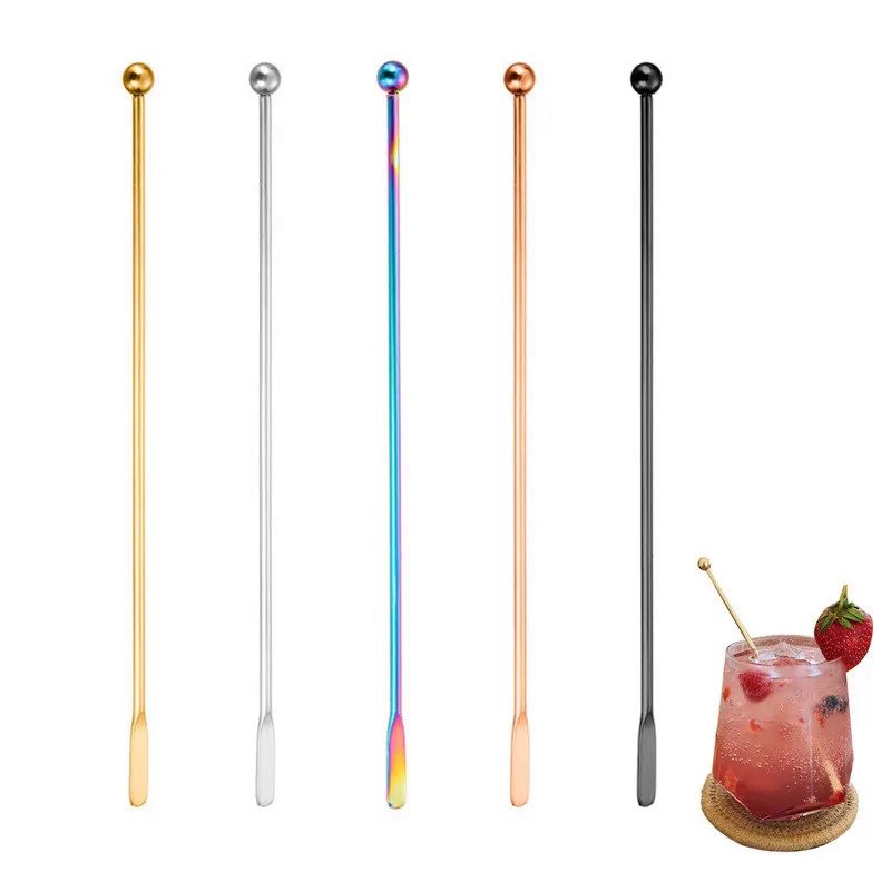 Stainless Steel Cocktail Drink Stirring Sticks Reusable Bartender Wine Stirrer Puddler Muddler Mixer