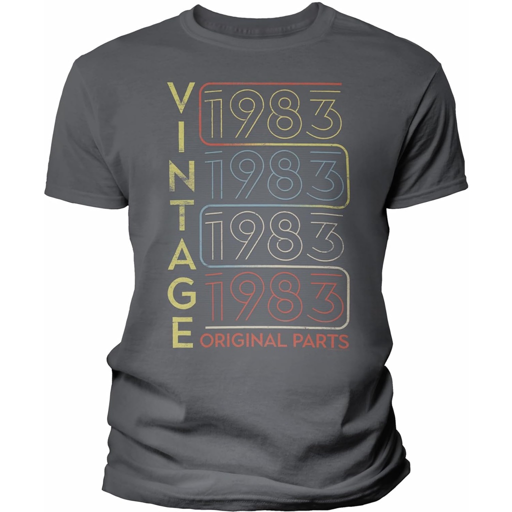 เสื้อยืดผ้าฝ้ายผู้ชาย 40th Birthday Mens Tshirt - Vintage 1983 Parts Retro Birthday - 013-40th Birth