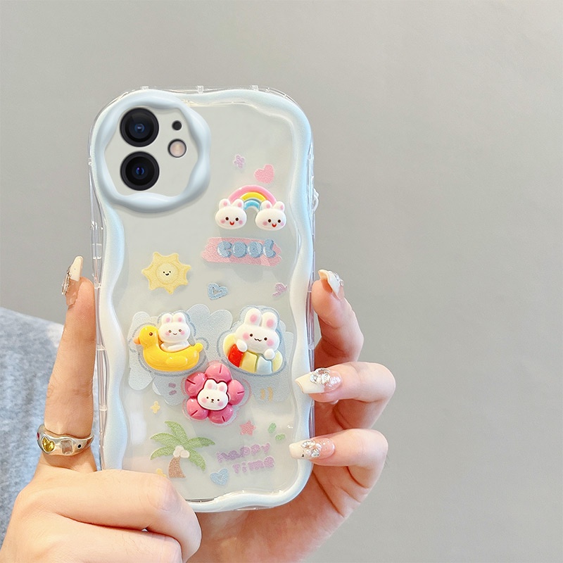 เคสโทรศัพท์มือถือ ซิลิโคนนิ่ม ลายกระต่าย ชีสหมีน่ารัก 3D สําหรับ Apple iPhone 11 iPhone11