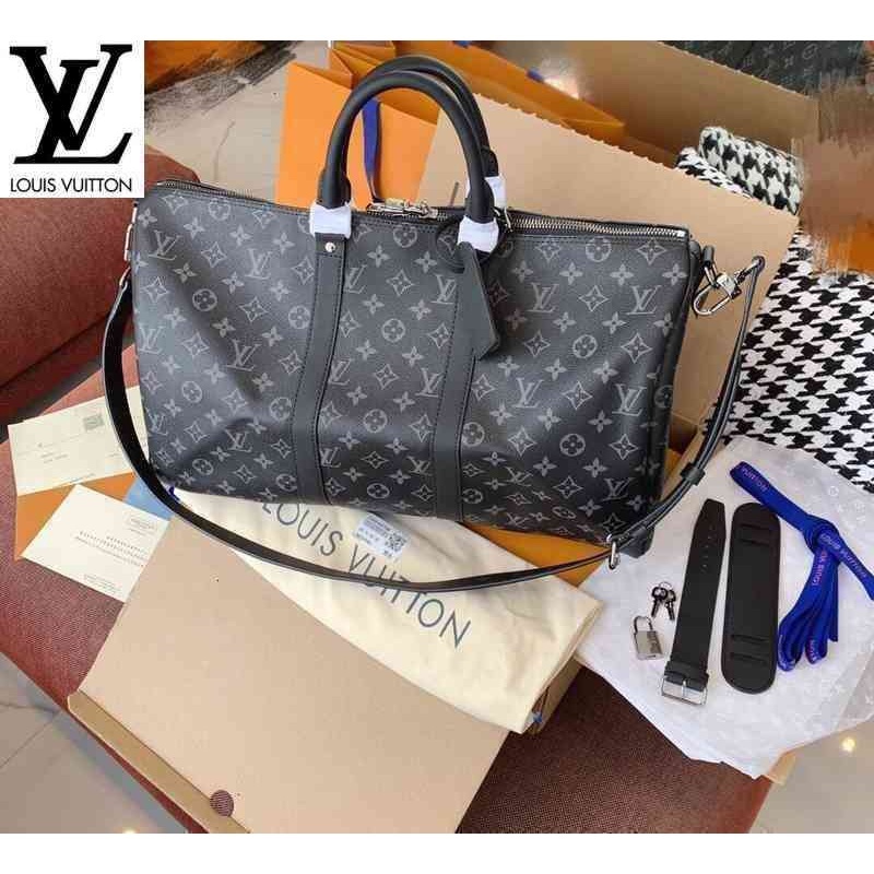 หลุยส์วิตตอง Louis Vuitton lv กระเป๋า m40569 keepall bandouliere 45 เดินทางผู้หญิงกระเป๋าถือกระเป๋าสะพายกระเป๋าถือกระเป๋