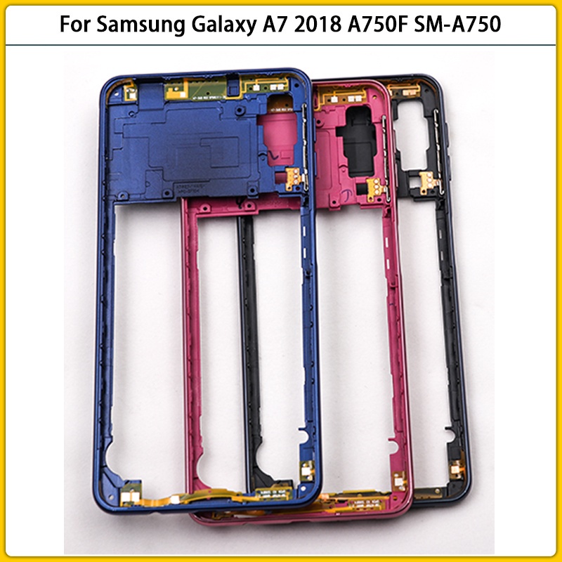 ใหม่สําหรับ Samsung Galaxy A7 2018 A750F SM-A750 A750 กลางกรอบแผงด้านหลังพลาสติกกรณีแผงกรอบเปลี่ยนชิ้นส่วน