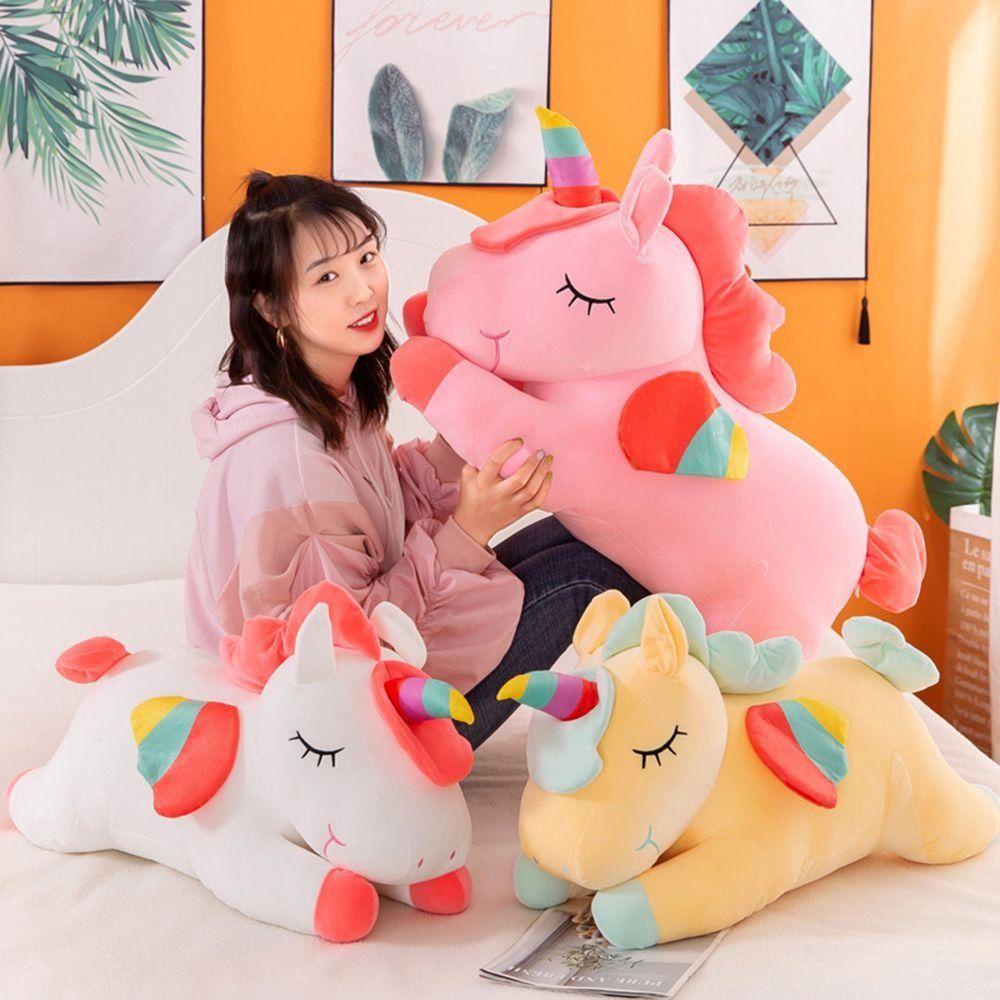 Me ตุ๊กตายูนิคอร์น, PP Cotton Plush Soft Unicorn Plush Toy, Kawaii สีขาวสีชมพูสีเขียวสีเหลืองสัตว์ของเล่นขนาดใหญ่