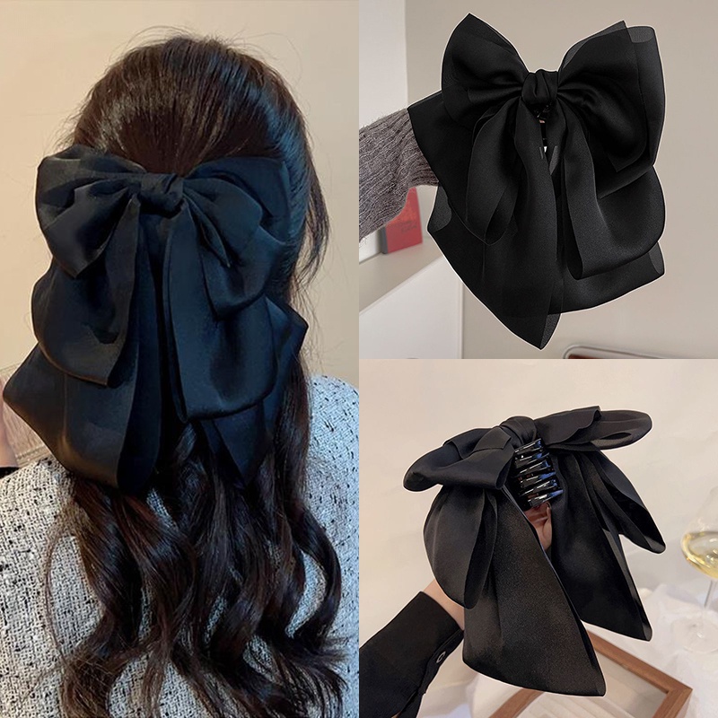 กิ๊บติดผมริบบิ้น ประดับโบว์ หรูหรา ขนาดใหญ่ ระดับไฮเอนด์ แฟชั่นสําหรับผู้หญิง