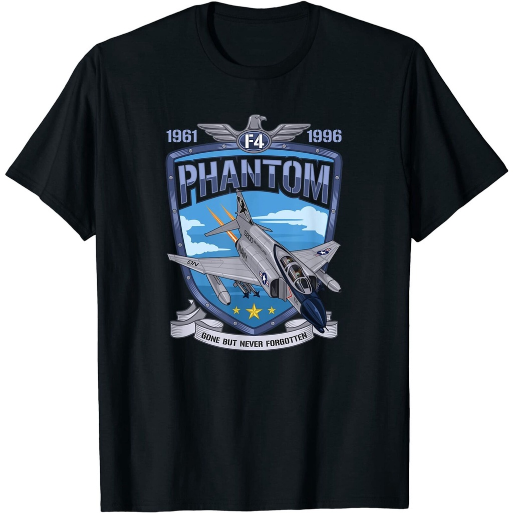 อ่อนนุ่ม 6 เสื้อยืดลำลองเสื้อยืด พิมพ์ลาย F4 Phantom II Jet fighter Military Aviation S-5 สไตล์วินเท