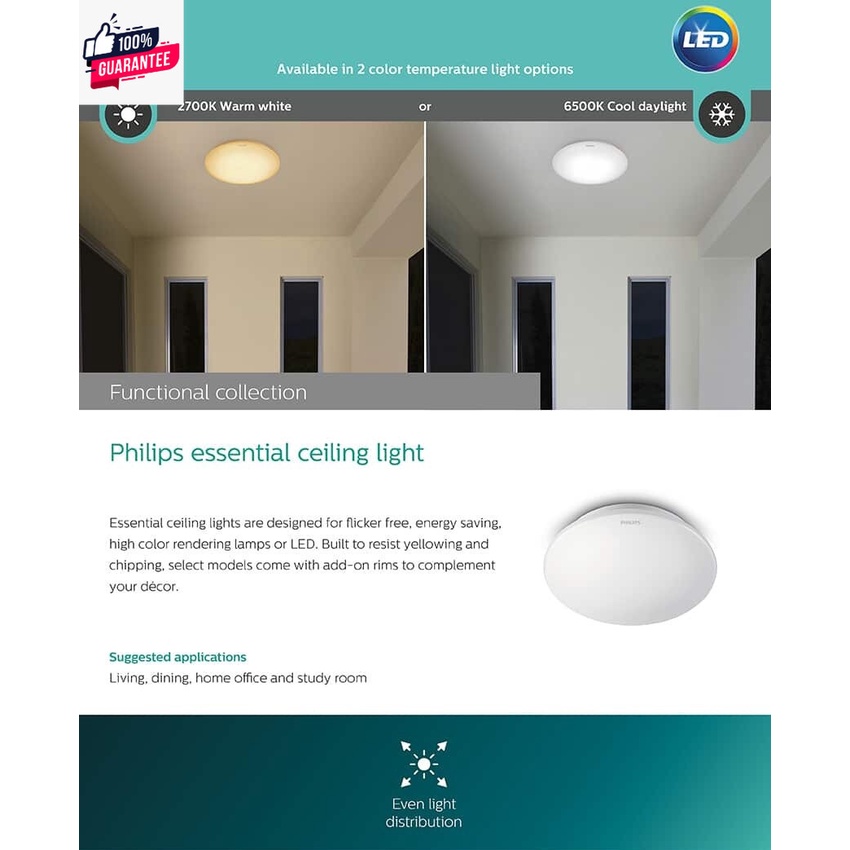 Philips Ceiling Light โคมไฟซาลาเปา  โคมไฟติดเพดาน  LED 16W แสงขาว