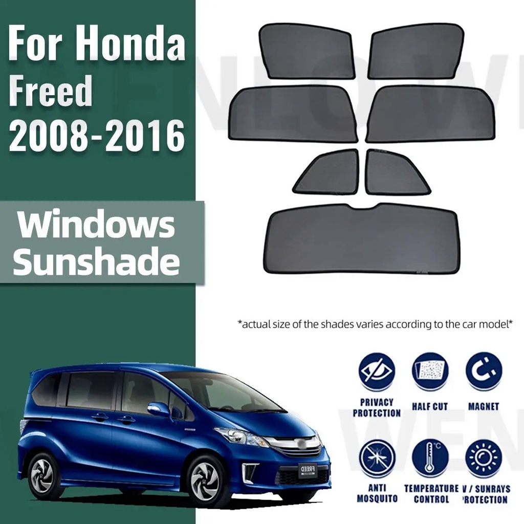 สําหรับ Honda Freed GB3 2008-2016 รถบังแดด Visor ด้านหน้ากระจกกรอบผ้าม่านด้านหลังเด็กหน้าต่างด้านข้าง Sun Shade Shield