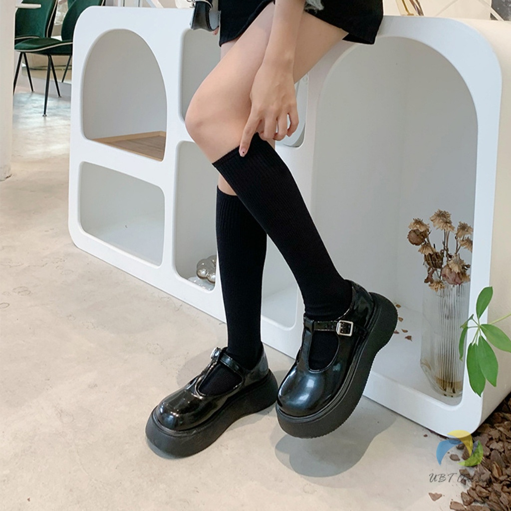 UBT ถุงเท้ายาว สไตล์โลลิต้า ยืดหยุ่นสูง สีพื้น ถุงเท้าคอสเพลย์  Knee Socks