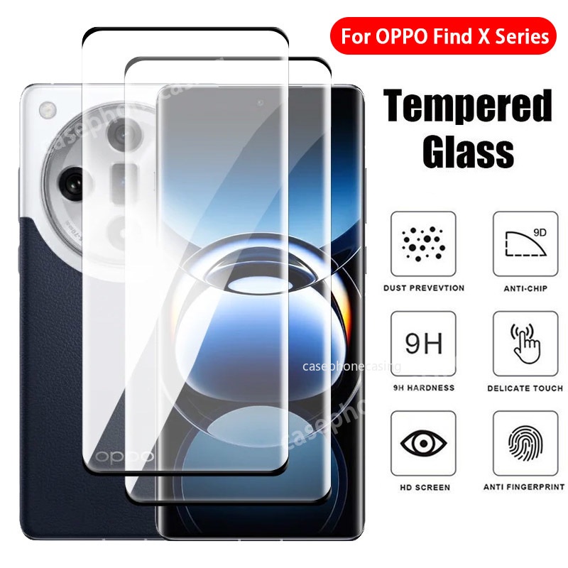 สําหรับ OPPO ค้นหา X8 X7 Ultra X7Ultra FindX7 X6 X5 X3 Pro 5G 2024 หน้าจอโค้ง Protector คลุมทั้งหมด Tempered HD Clear View ฟิล์มป้องกันกระจก Anti Scratch 9H ความแข็ง