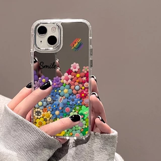 🚚COD🚚Case For เคส iPhone 16 17 Pro Max 11 13 15 14 12 17 Pro Max เคสไอโฟน 13 กรณีโทรศัพท์มือถือ Mirror Flowers Case