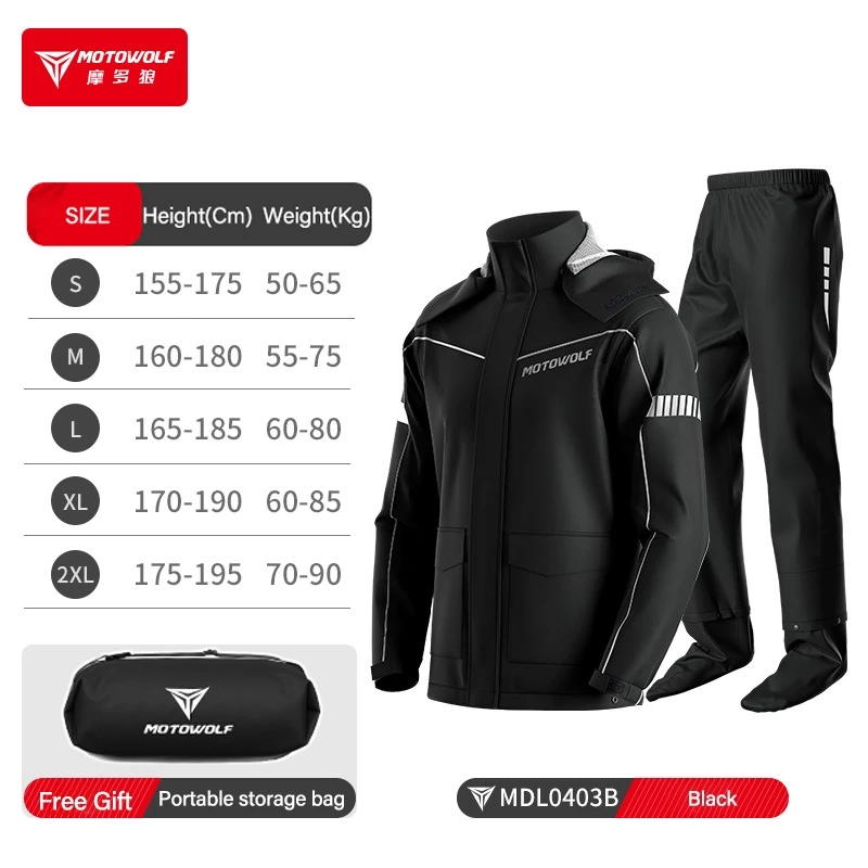 Motowolf เสื้อกันฝนมอเตอร์ไซค์ พร้อมกางเกง แถบสะท้อนแสง thumbnail 4