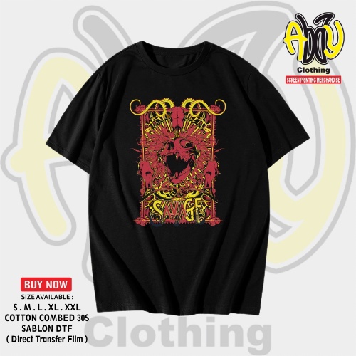 ดูดีนี่ เสื้อยืดแขนสั้น พิมพ์ลาย Distro Dtf StreetWear SAVAGE Karun Combed 30s สีดํา ไซซ์ S M L XL X