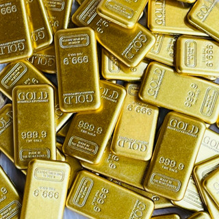 ทองแท่ง1บาทโมเดลทองแท่งมีน้ำหนักทำมาจากโลหะ โมเดลทองก้อนประด…