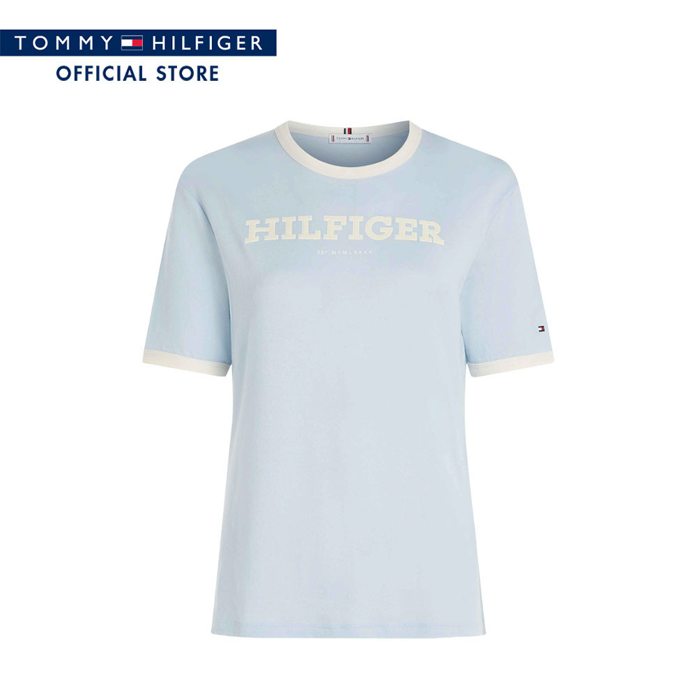 Tommy Hilfiger เสื้อยืด ผู้หญิง รุ่น WW0WW41208 C1O - สีน้ำเงิน ทรง Regular Fit