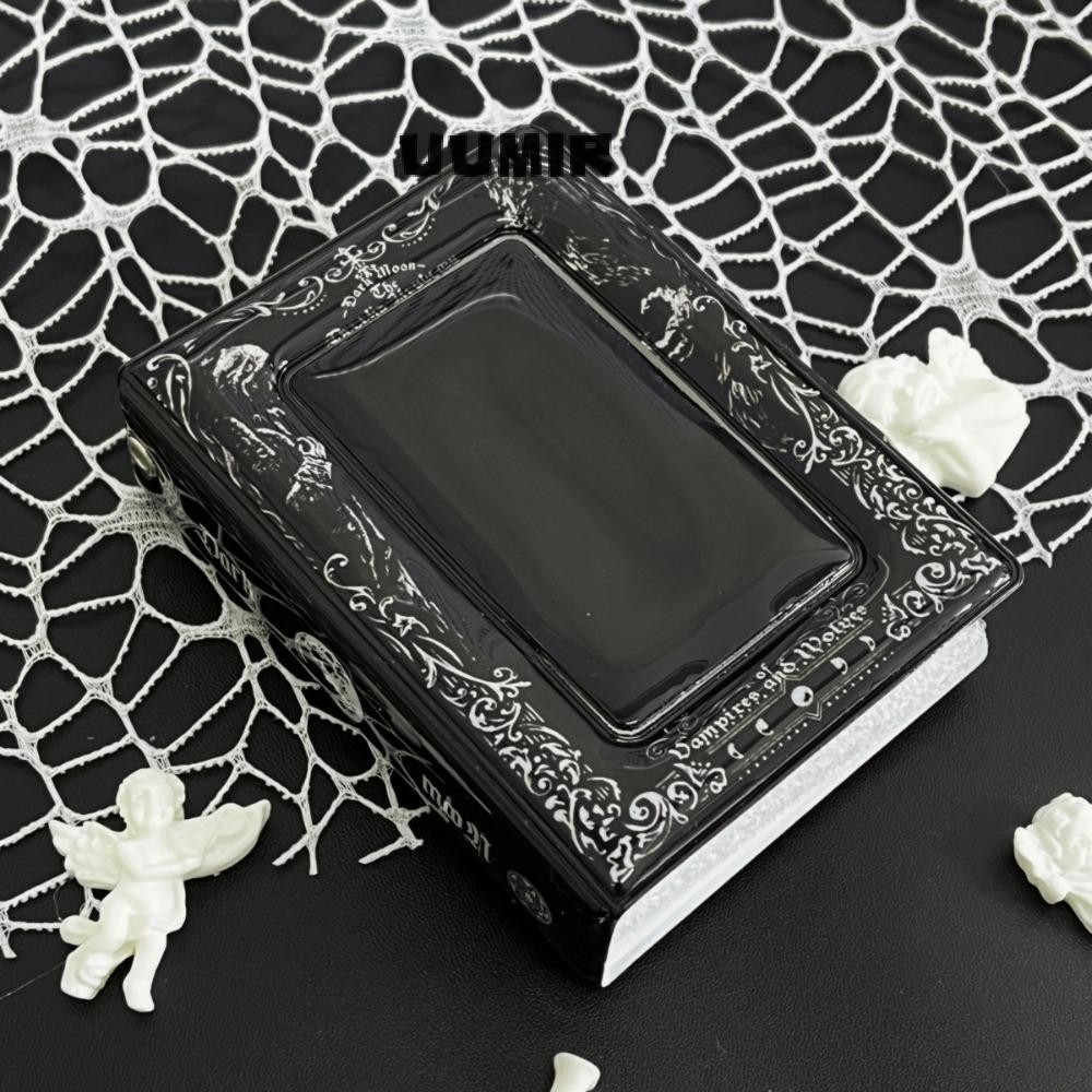 Uumir การ์ดอัลบั้ม, 3-3.5 นิ้ว Black Photocard Binder, Mini Gothic Dark สไตล์ PVC 16 หน้าภายใน Idol Card รวบรวมหนังสือ