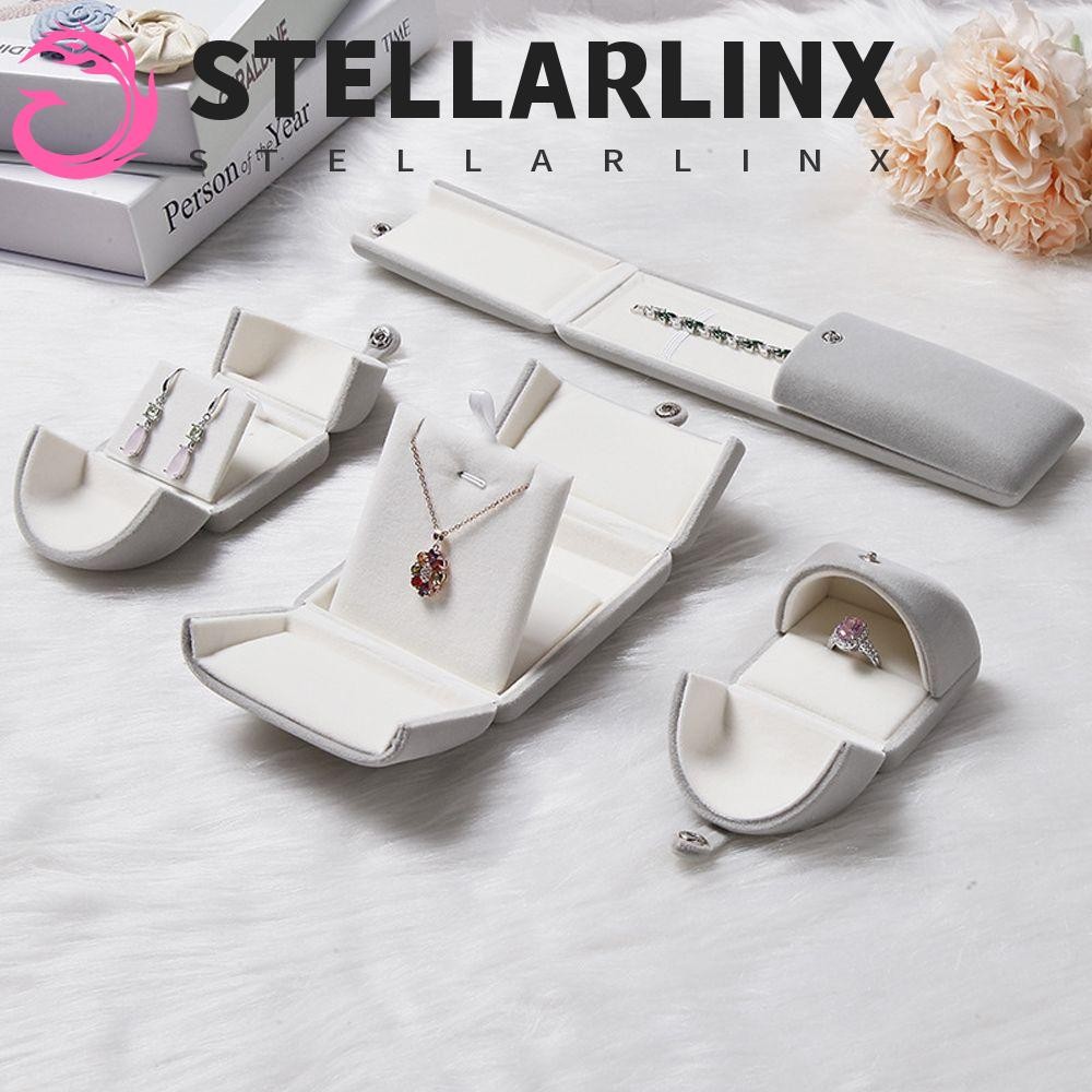 เป็นตัวเอก กํามะหยี่กล่องเครื่องประดับขนาดเล็กที่เรียบง่ายสร้อยคอต่างหูแหวนกล่องของขวัญสีทึบ