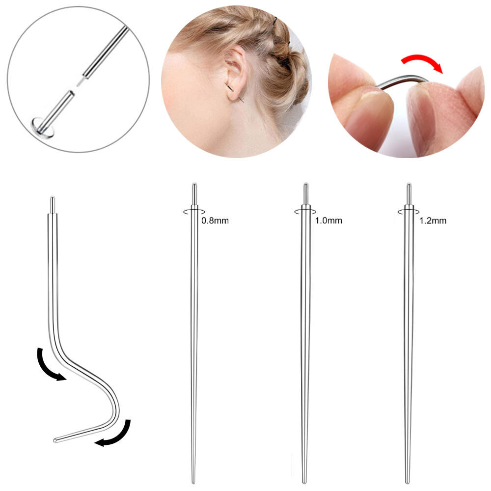 1 PC เครื่องมือเจาะสแตนเลส 16G/18G/20G Assistant เครื่องมือโค้งเจาะร่างกายสําหรับเกลียวเครื่องประดับ Plug-in ต่างหูลิ้น Lip จมูก Navel เจาะมือชั้นนําเงิน