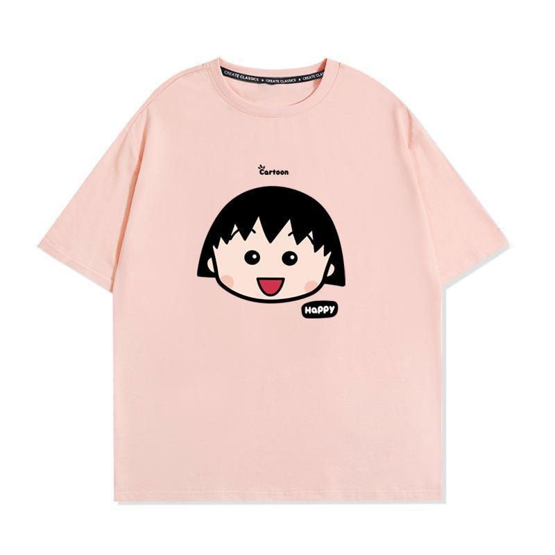 🚀พร้อมส่งจากกรุงเทพ 🚀เสื้อยืดคอตตอนแขนสั้นพิมพ์ลายการ์ตูน เสื้อเชิ้ตคอกลมใส่สบาย สไตล์ชิบิมารุโกะจัง oversize T-shirt