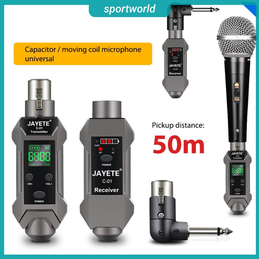 ส่งจากกรุงเทพ ระบบไมโครโฟนไร้สาย JAYETE C-01 UHF ตัวรับส่งสัญญาณไมโครโฟนไร้สาย 500~980MHz พร้อมไดนามิก ตัวรับสัญญาณอะแดป