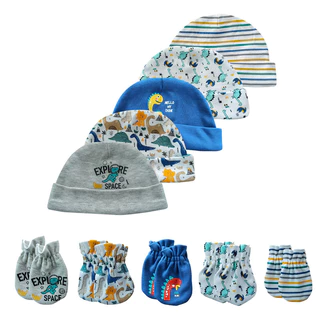 Kiddiezoom Unisex 0-6M ทารกแรกเกิดเด็กผู้หญิงหมวก + นวมชุดผ้าฝ้าย 100% หมวกนุ่มอุปกรณ์เสริมสําหรับเด็ก