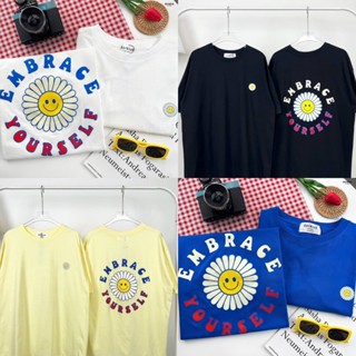 อ่อนนุ่ม 6 เสื้อยืด Oversize 🌼 Embrace Yourself สกรีนลายหน้า-หลัง by AnyWear ผ้าCotton100% ผ้านุ่ม ทรงเกาหลี ใส่สบาย