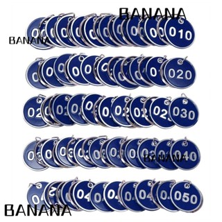 Banana1 ป้ายแท็กตัวเลข 1-50 อะลูมิเนียม ทรงกลม สีฟ้า สําหรับแขวนพวงกุญแจ