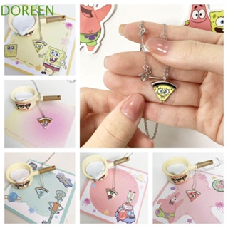 Doreen จี้สพันจ์บ็อบ แซนดี้ชีค เหล็กไทเทเนียม พิซซ่า สร้อยคอแม่เหล็ก การ์ตูนปลาหมึก หนวด กัปตัน เครื่องประดับคู่รัก