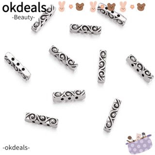 Okdeals ลูกปัดโลหะ ทรงสี่เหลี่ยมผืนผ้า หลายชั้น 18 มม.*5 มม. 3 รู สําหรับทําสร้อยข้อมือ