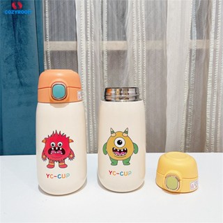 Smart Insulation Cup Little Monster ขวดน้ำเก็บความร้อนสแตนเลสสแตนเลสสำหรับนักเรียนชั้นประถมศึกษาที่เรียบง่ายแบบพกพา Creative Childrens Cup cynthia