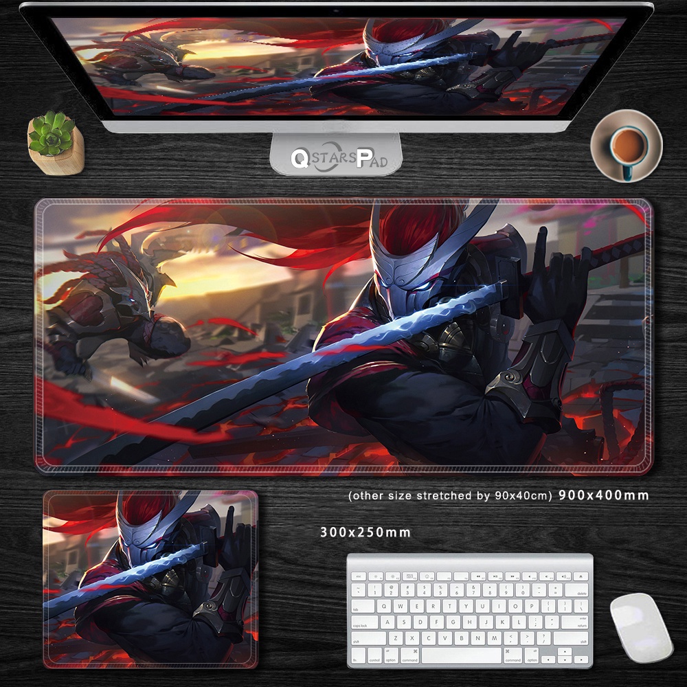 แผ่นรองเมาส์สําหรับเล่นเกมขนาดใหญ่คอมพิวเตอร์ Mousepad PC Gamer MouseMat KDA Ahri Akali Kaisa Seraph