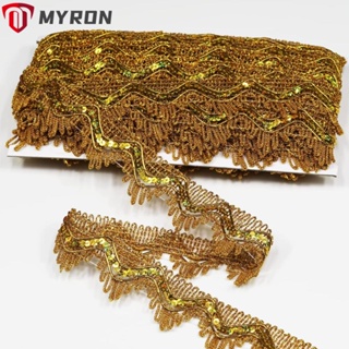 Myron ริบบิ้นโพลีเอสเตอร์ถัก กว้าง 1.37 นิ้ว สีทอง 50 หลา สําหรับผ้าม่าน