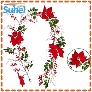 Suhe เถายูคาลิปตัส ผลไม้ปลอม สีแดง สําหรับตกแต่งต้นคริสต์มาส