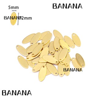 Banana1 จี้แท็กเปล่า สเตนเลส ทรงวงรี สีทอง ขนาด 5x12 มม. สําหรับทําเครื่องประดับ สร้อยข้อมือ 60 ชิ้น