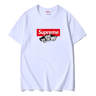 Supreme เสื้อยืดแขนสั้น ผ้าฝ้ายแท้ ลาย VANS สไตล์คลาสสิก สวยงาม อเนกประสงค์ สําหรับผู้ชาย และผู้หญิง Jhyew