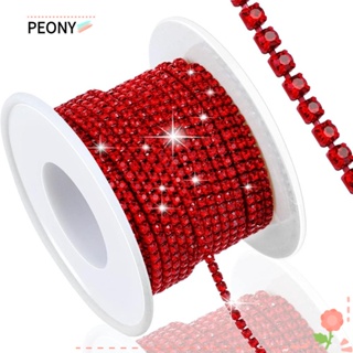 Peonypavilion ริบบิ้นพลอยเทียม สีแดง SS6 2 มม. 10 หลา สําหรับตกแต่งช่อดอกไม้ งานแต่งงาน DIY