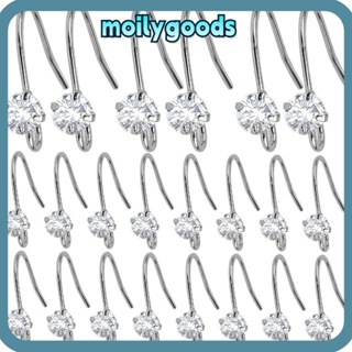 Moilyhd ต่างหูตะขอ ประดับเพทาย ทองเหลือง และพลอยเทียม 14K