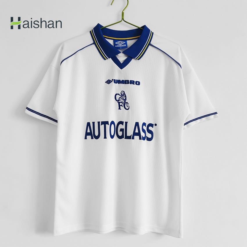 Haishan เสื้อกีฬาแขนสั้น ลายทีมชาติฟุตบอล Chelsea 1998 00 ชุดเยือน สีขาว สไตล์เรโทร สําหรับผู้ชาย