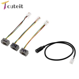 Tcuteit RJ9 4P4C Male to 3.5 มม. Female อะแดปเตอร์แปลงสายเคเบิ้ลเสียงหูฟัง